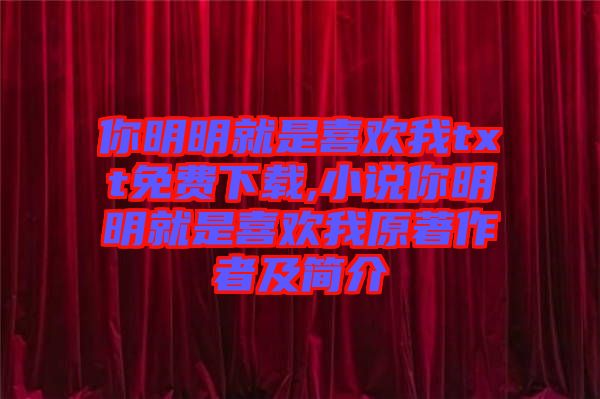 你明明就是喜歡我txt免費(fèi)下載,小說你明明就是喜歡我原著作者及簡介