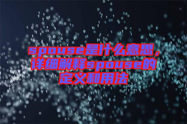 spouse是什么意思，詳細(xì)解釋spouse的定義和用法