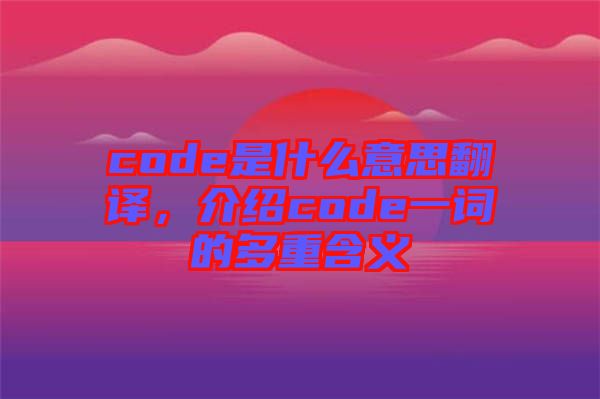 code是什么意思翻譯，介紹code一詞的多重含義