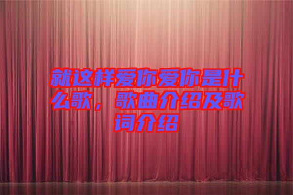 就這樣愛你愛你是什么歌，歌曲介紹及歌詞介紹