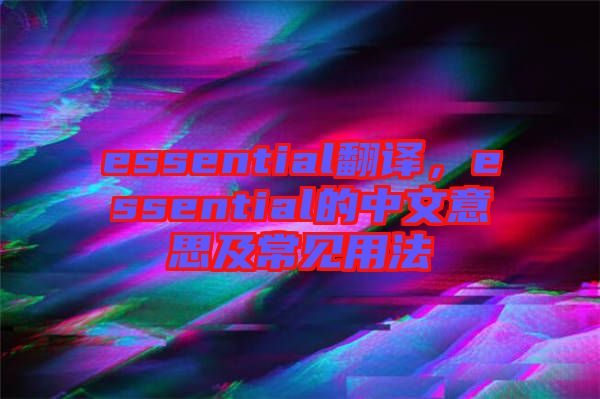 essential翻譯，essential的中文意思及常見用法