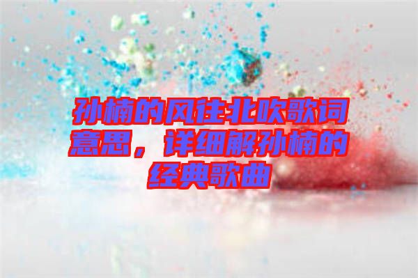 孫楠的風(fēng)往北吹歌詞意思，詳細(xì)解孫楠的經(jīng)典歌曲