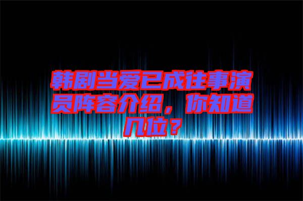 韓劇當(dāng)愛已成往事演員陣容介紹，你知道幾位？