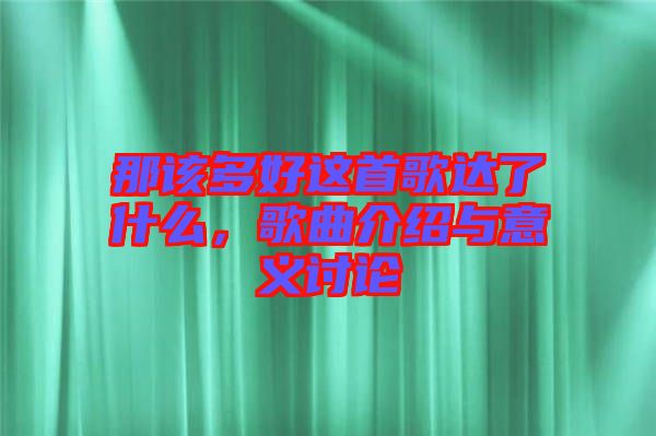 那該多好這首歌達(dá)了什么，歌曲介紹與意義討論