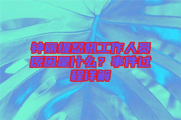 鐘麗緹怒吼工作人員原因是什么？事件過(guò)程詳解