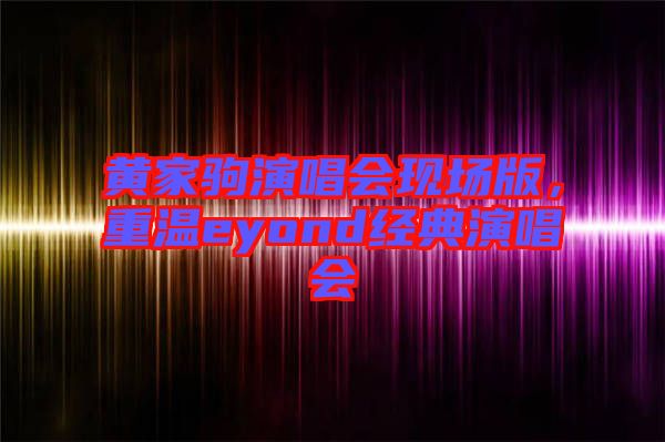 黃家駒演唱會(huì)現(xiàn)場(chǎng)版，重溫eyond經(jīng)典演唱會(huì)