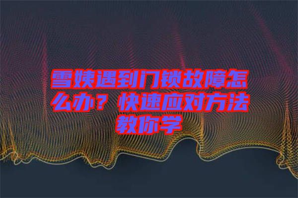 雪姨遇到門鎖故障怎么辦？快速應(yīng)對方法教你學(xué)